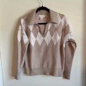 Cynthia Rowley V-Neck Argyle Sweater size XL